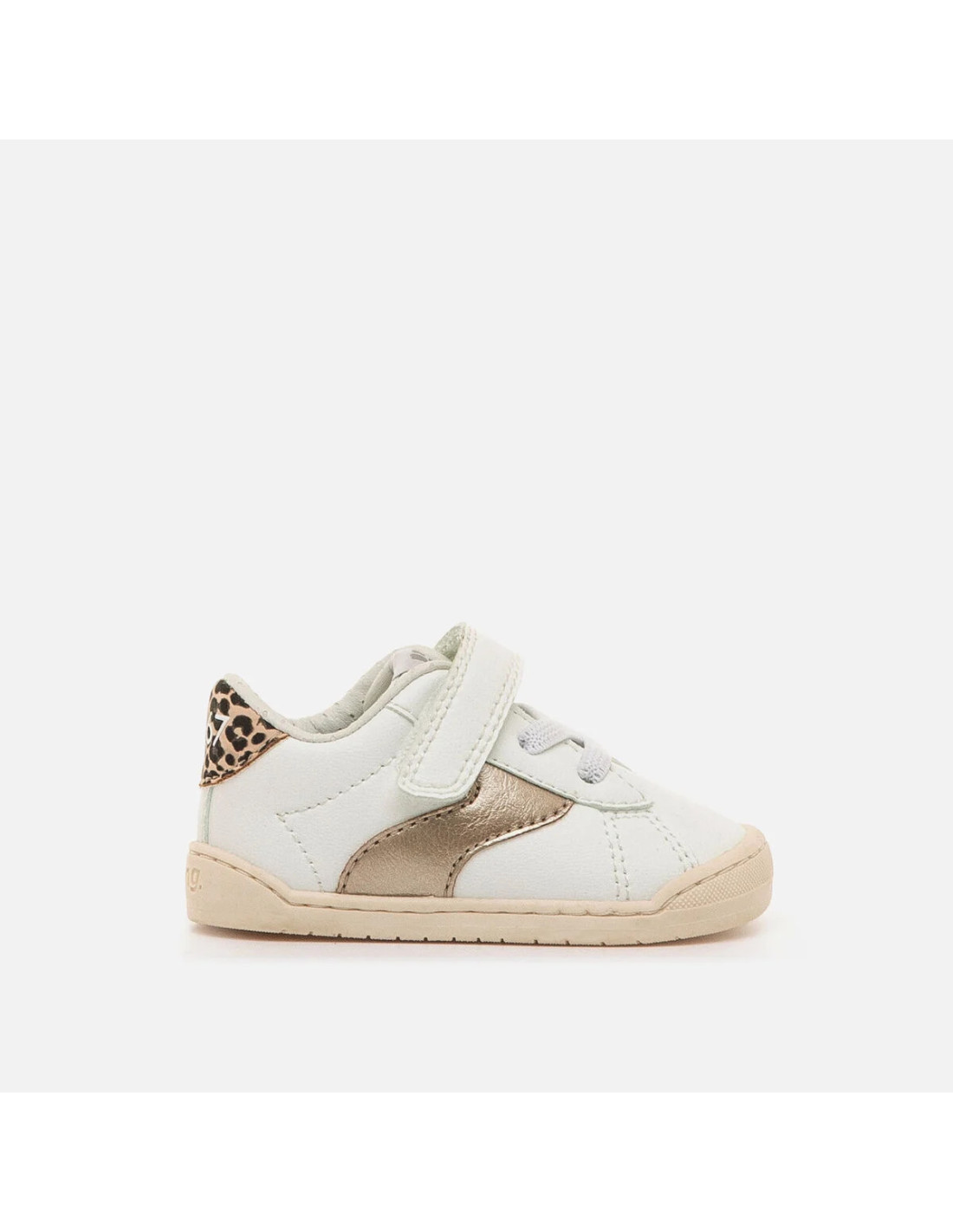 Deportiva Mustang Free Baby blanco, gold y leopardo